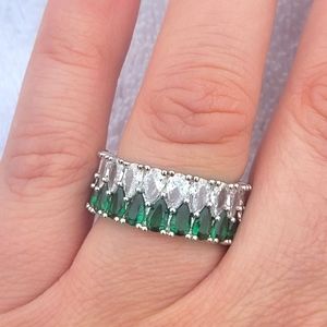 White and Green Fashion Ring